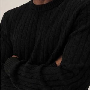 Buck Mason California 100% Cashmere Cable knit sweater.